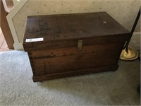 Early Wooden Carpenters Chest with Brass Hardware
