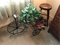 Iron Tricycle Planter and Small Early Stool