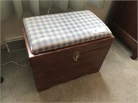 Small Softwood Chest with Upholstered Top