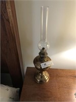 Early Brass Fluid Lamp with Chimney and Fluid Lamp