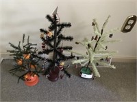 3 Small Decorated Christmas Trees