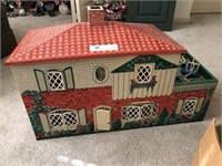 Tin Litho Decorated Doll House and Doll Furniture