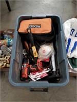 Tub of tools and garage items