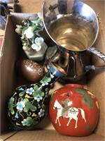 Box of Asian vases, pitcher