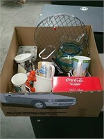 Box of misc glass and coca colla item