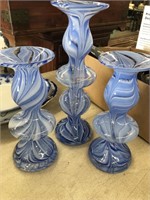 Group of three glass blown vases