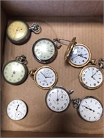 Box of vintage mechanical pocket watches