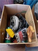 Box of tools and garage items
