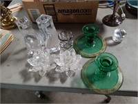 Box of crystal candle holders sharosky and other