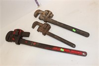 3 pipe wrenches up to 24"