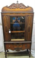 1920'S ORNATE WALNUT COLOR WOOD CHINA CABINET