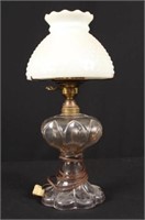 Antique Oil Lamp w/ Hobnail Milkglass Shade