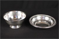 Two Sterling Silver Bowls 9 1/4" & 7 1/2" Diameter