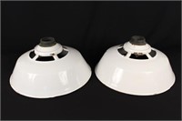 2 White Porcelain Vintage Industrial Light Shades