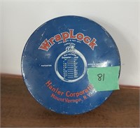 Vintage Wraplock fastener tin with contents
