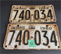 Set of 1960 Ontario license plates