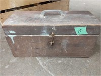 Wood tool box with contents