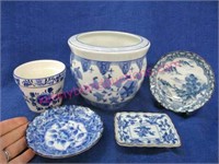 blue & white delft cup - planter -plates