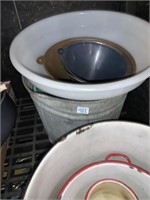 galvanized bucket handle off, funnels