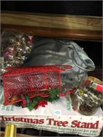 christmas tree stand, tree skirt, christmas items