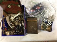 assorted watches, jewelry, cigerette case