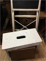 folding step stool and 2 wood step stools