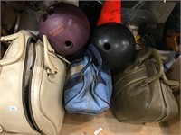 bowling balls one with case and shoes