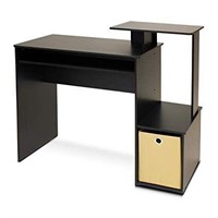 furino office computer desk m dark wood grain