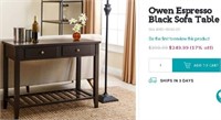 Owen Espresso Black Sofa Table