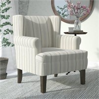 Emerson Rolled Arm Accent Chair – Dove Grey Stripe
