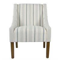 Baby Blue Striped Swoop Accent Chair