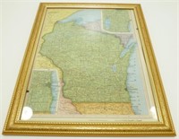 * Vintage Wisconsin Map - Nicely Framed