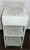* Sea Green Wicker Side Table with Drawer