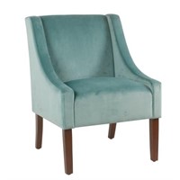 Modern Velvet Swoop Arm Accent Chair – Aqua Blue