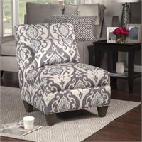Blue and Cream Slate Large Accent Chair with Pillw