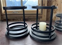 (2) -11in Metal Hurricane Candle Holders No-Glass