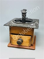 antique wood coffee grinder