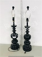 pair of black base table lamps - no shades