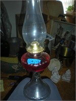 Glass Kerosene Lamp With Shade - 21"