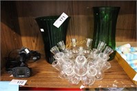 GREEN GLASS VASES - BUD VASES
