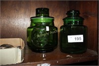 GREEN GLASS JARS