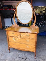 antique oak mirrored dresser