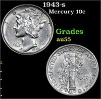 1943-s Mercury Dime 10c Grades Choice AU
