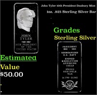 John Tyler 10th President Danbury Mint 1oz. .925 S