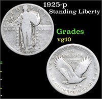 1925-p Standing Liberty Quarter 25c Grades vg+