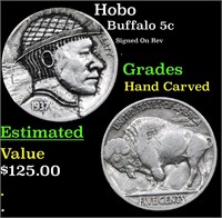 Hobo Buffalo Nickel 5c Grades Hand Carved