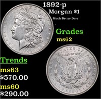 1892-p Morgan Dollar $1 Grades Select Unc