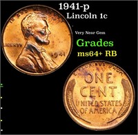 1941-p Lincoln Cent 1c Grades Choice+ Unc RB