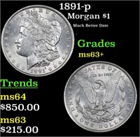 1891-p Morgan Dollar $1 Grades Select+ Unc