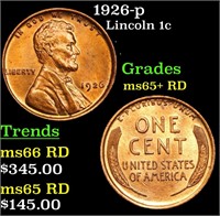 1926-p Lincoln Cent 1c Grades Gem+ Unc RD